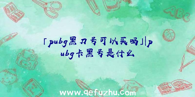 「pubg黑刀号可以买吗」|pubg卡黑号是什么